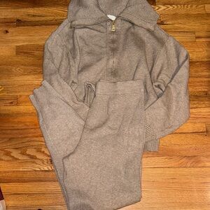 Kid’s Beige Sweater and Pant Set